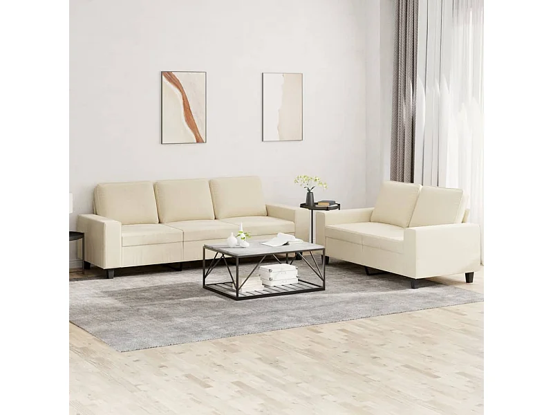 Set di Divani 2 pz Crema in Tessuto