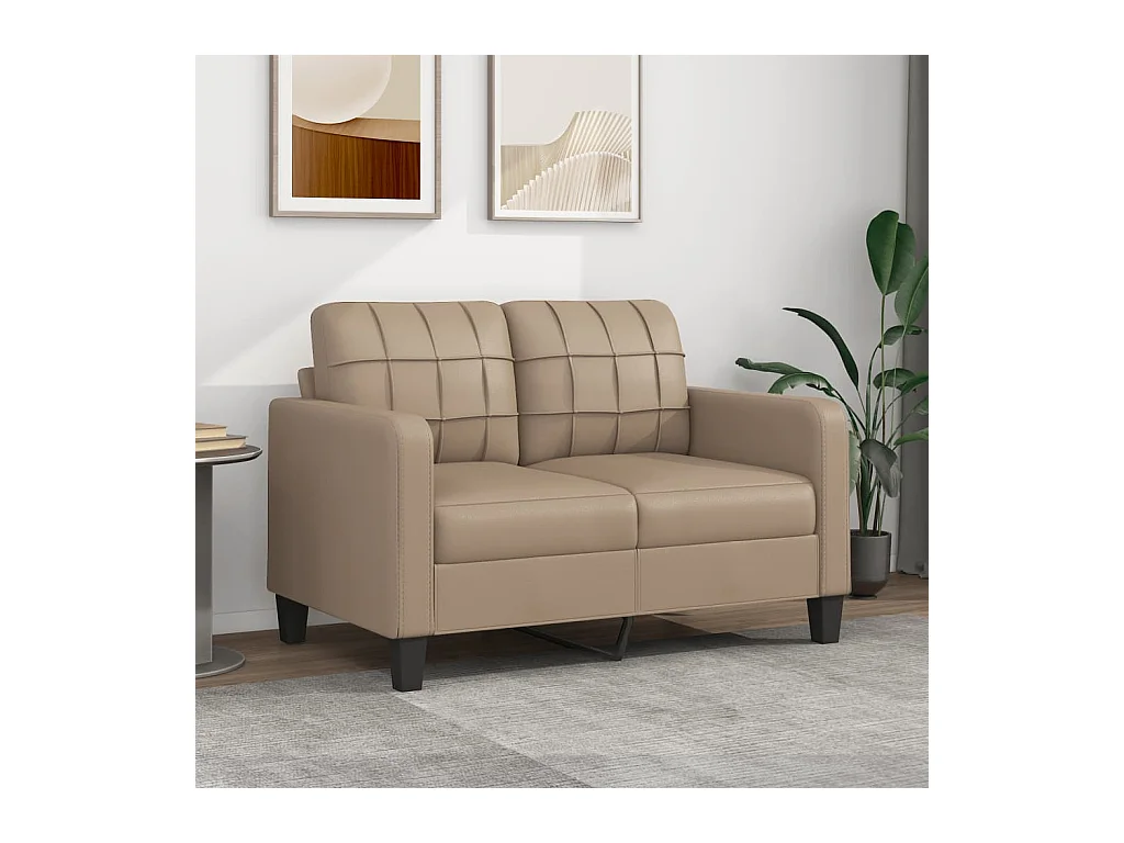 Divano a 2 Posti Cappuccino 140 cm in Similpelle