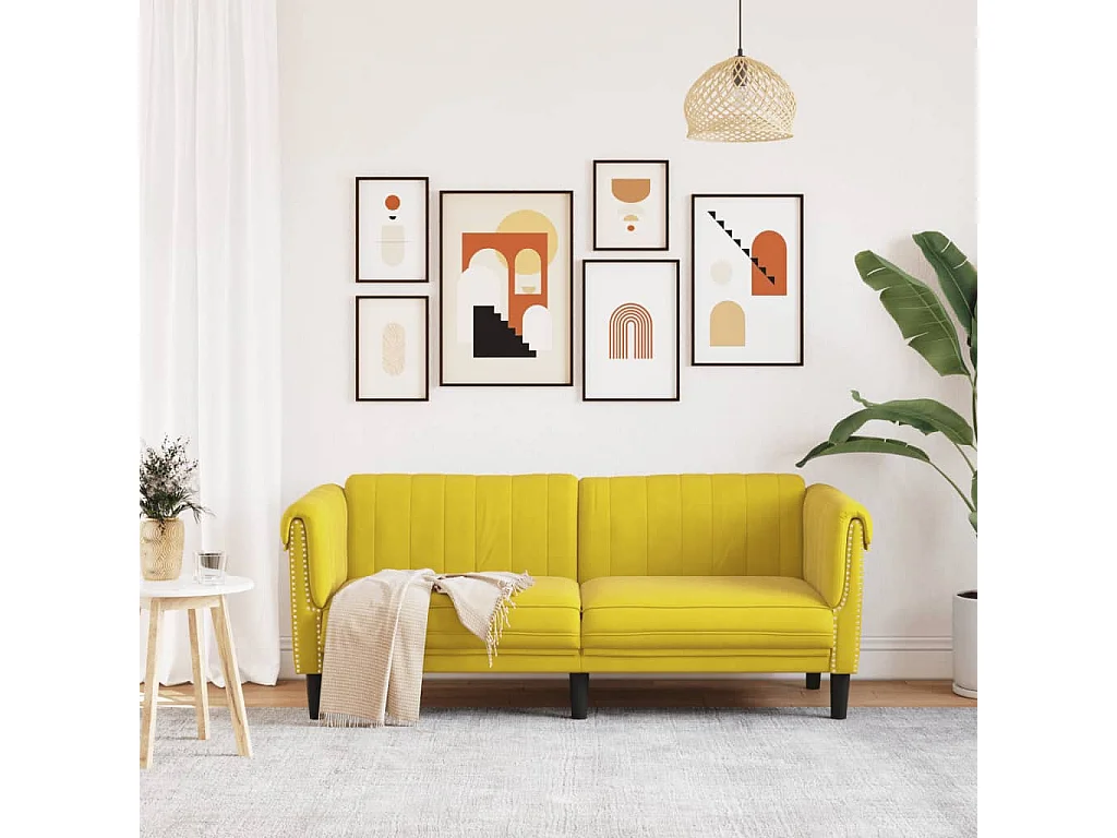 Sofá de 2 plazas terciopelo amarillo