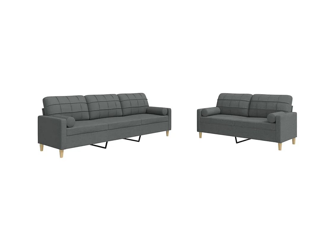 2-delige Loungeset met sierkussens stof donkergrijs