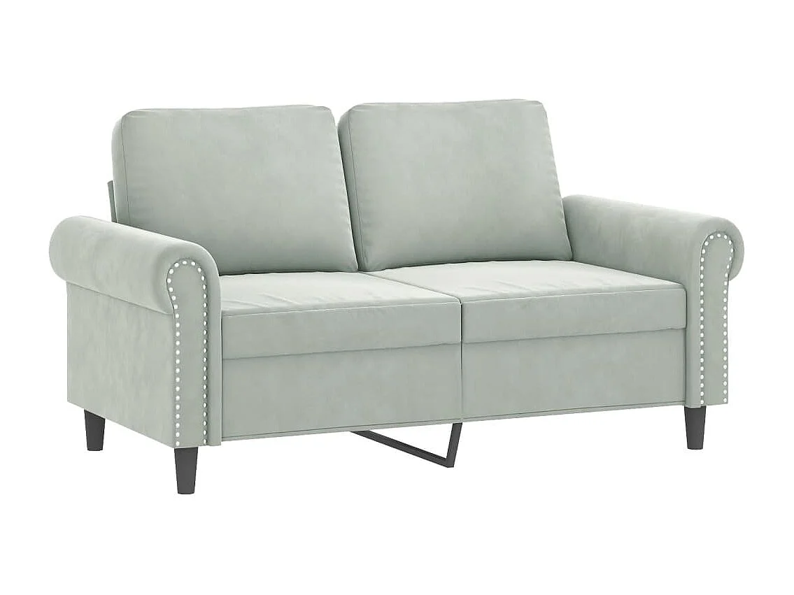 Set di Divani 2 pz con Cuscini Grigio Chiaro in Velluto