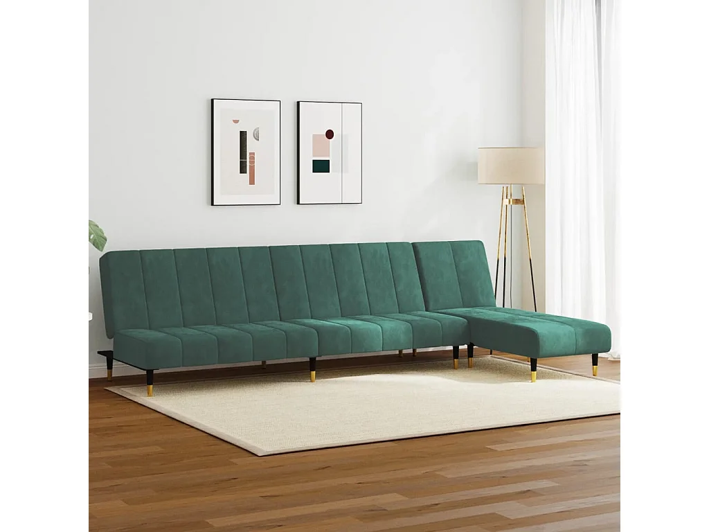 Set di Divani 2 pz Verde Scuro in Velluto