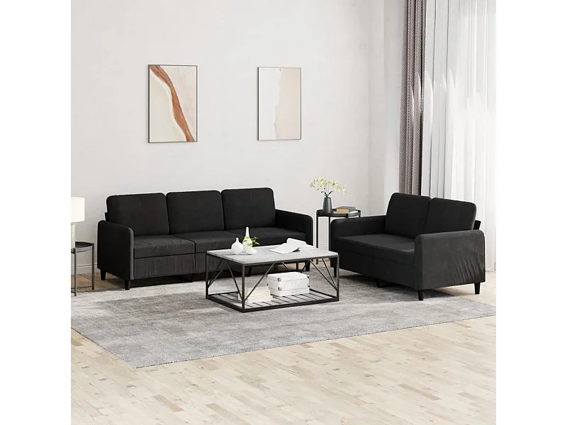 2 pcs conjunto de sofás veludo preto