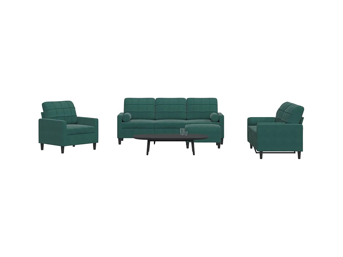 Ensemble de canapés 4 pcs avec coussins et traversins velours