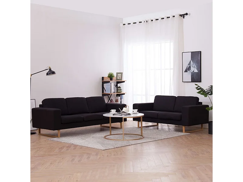 Set Divani 2 pz in Tessuto Nero