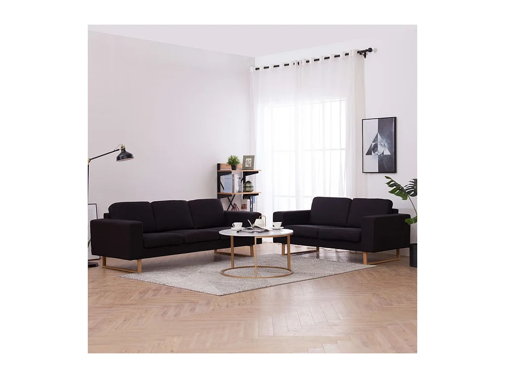 Set Divani 2 pz in Tessuto Nero
