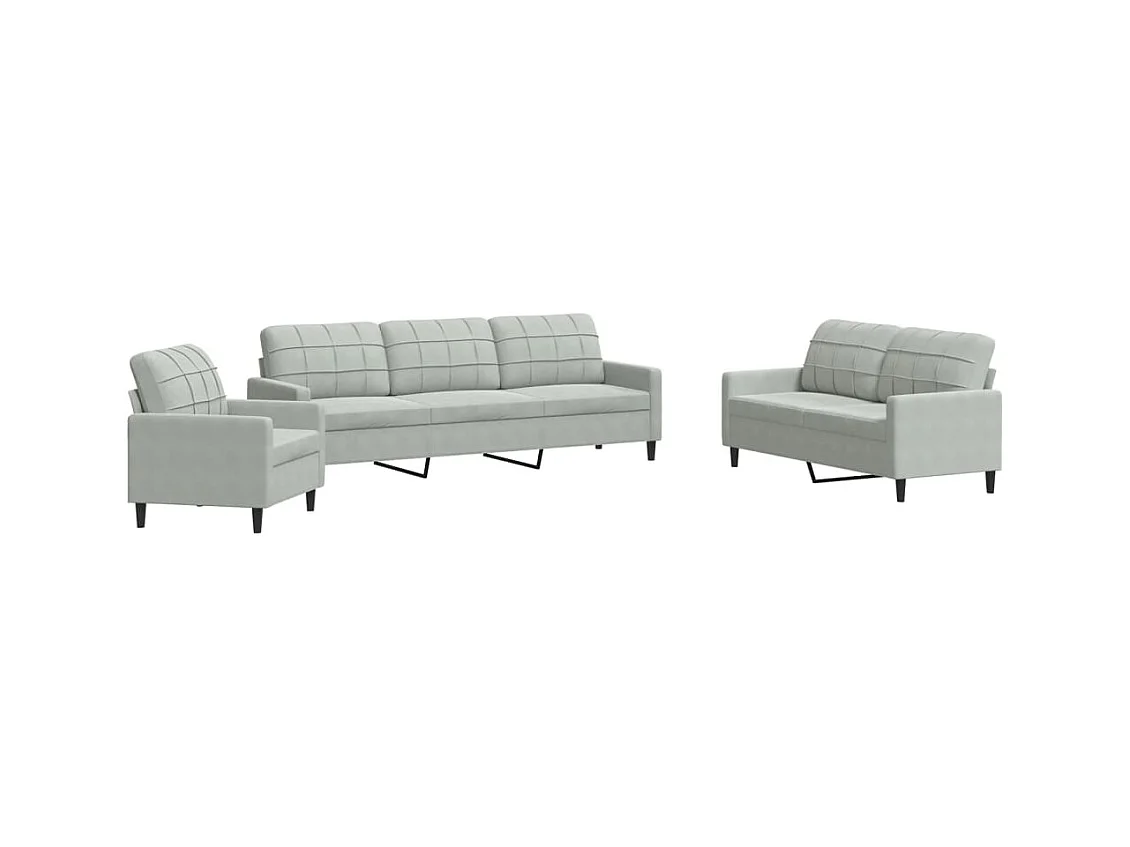Ensemble de canapés 4 pcs avec coussins Gris clair Velours