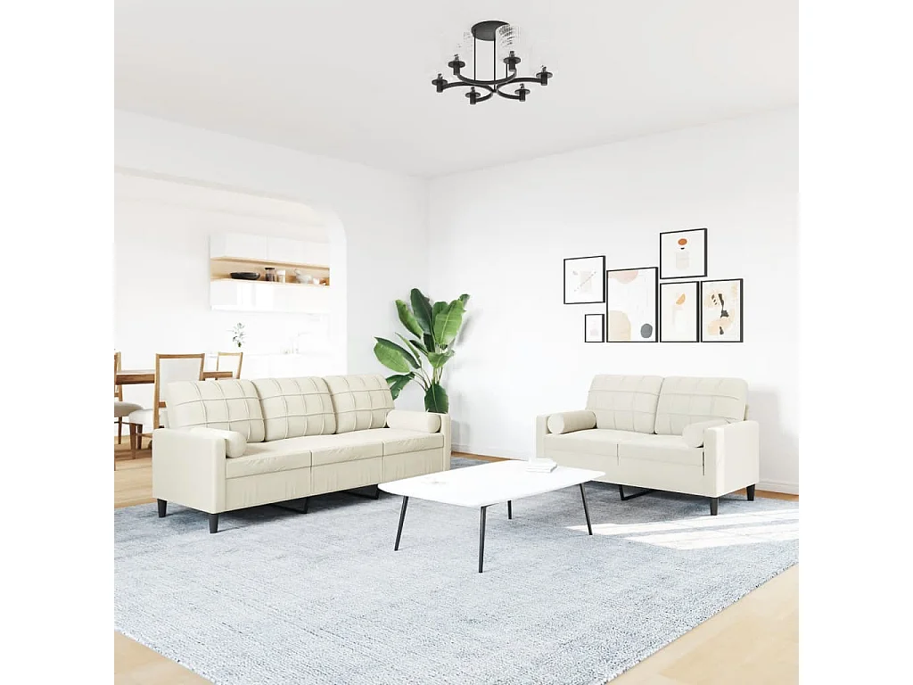 Ensemble de canapés 2 pcs avec coussins et traversins velours