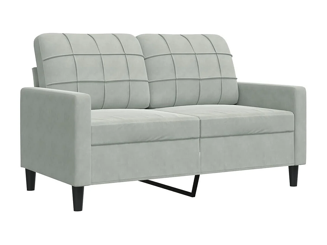 Set di Divani 2 pz con Cuscini e Rinforzi Grigio Chiaro Velluto