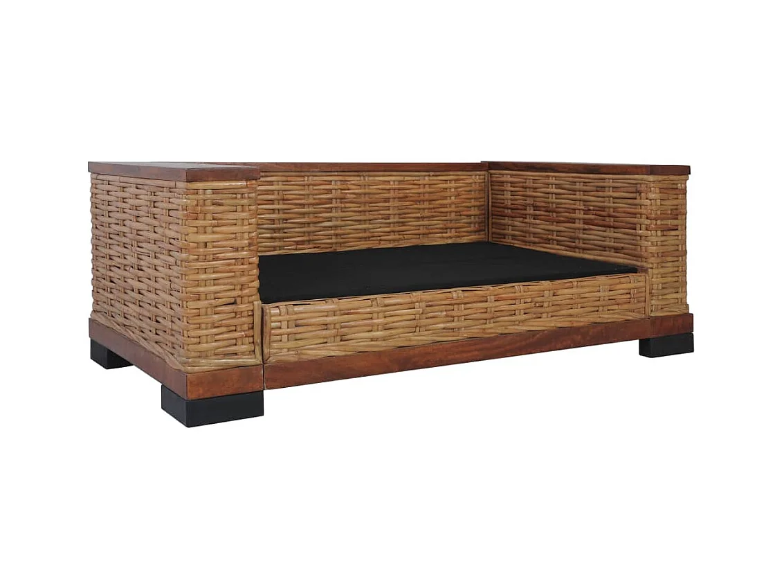 2-tlg. Sofagarnitur mit Auflagen Braun Natur Rattan