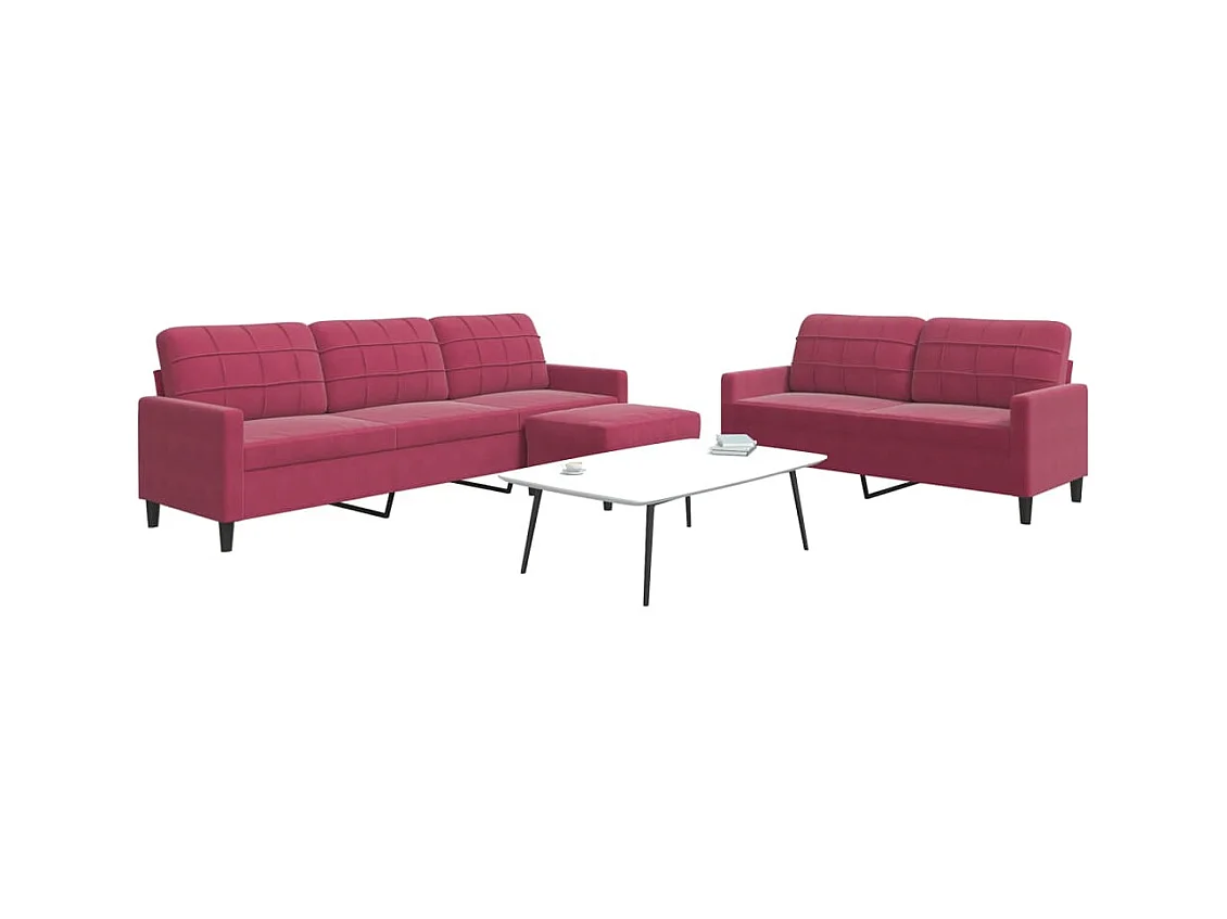 Ensemble de canapés 3 pcs avec coussins Rouge bordeaux Velours