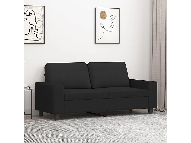 Divano a 2 Posti Nero 120 cm in Tessuto