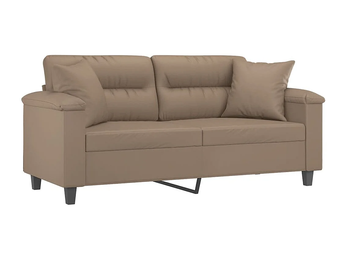 Sofá de 2 plazas con cojines cuero sintético capuchino 140 cm