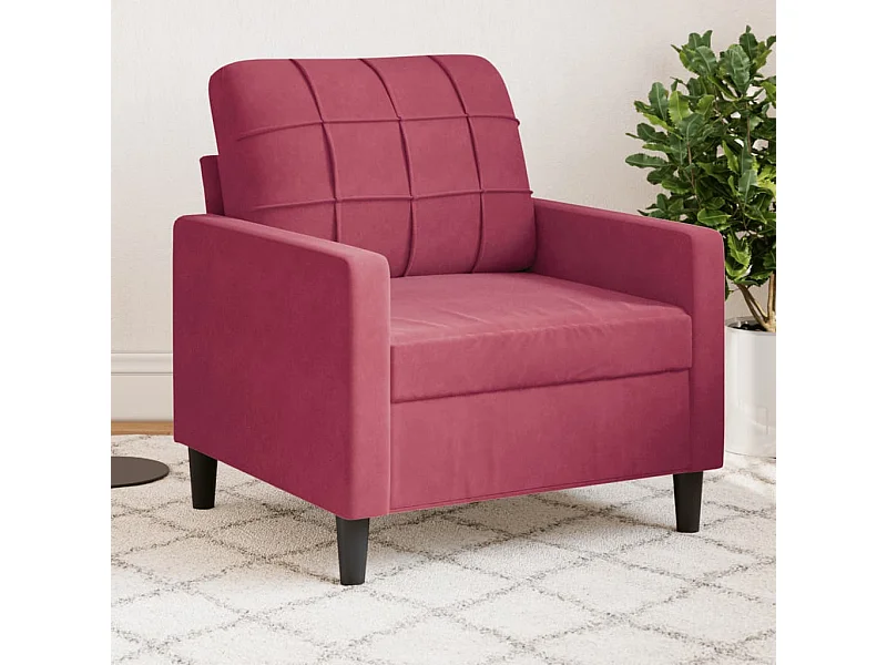 Sillón de terciopelo rojo tinto 60 cm