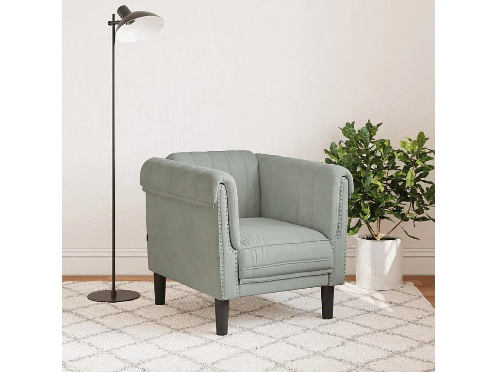 Fauteuil gris clair Velours