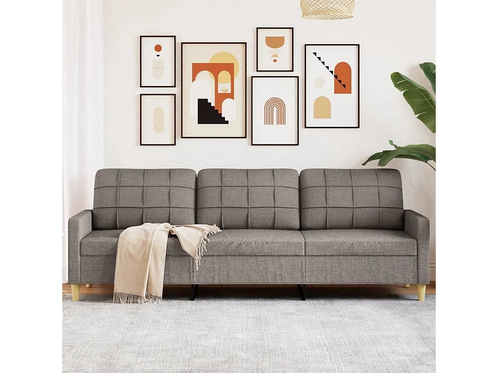 Sofá de 3 plazas de tela gris taupe 210 cm