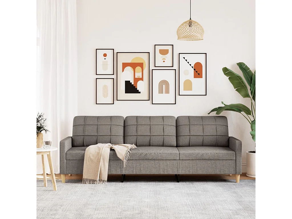 Sofá de 3 plazas de tela gris taupe 210 cm