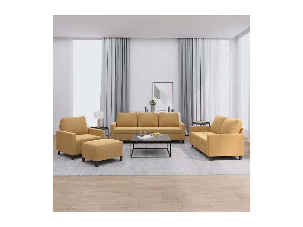 Ensemble de canapés 4 pcs avec coussins Marron Velours