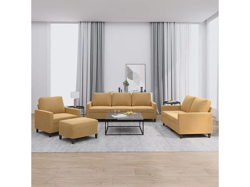 Ensemble de canapés 4 pcs avec coussins Marron Velours