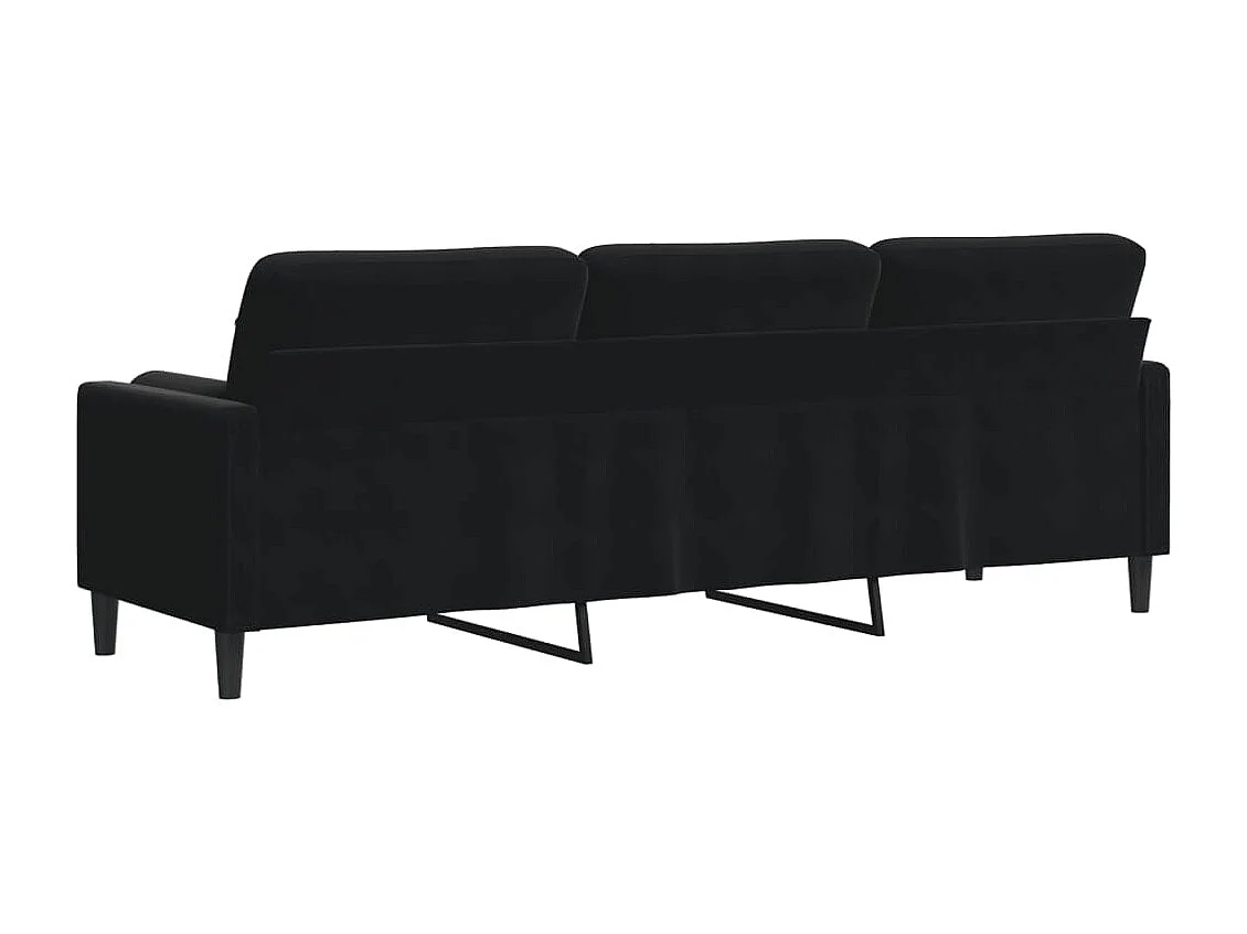 Canapé 3 places avec oreillers décoratifs noir 210 cm velours
