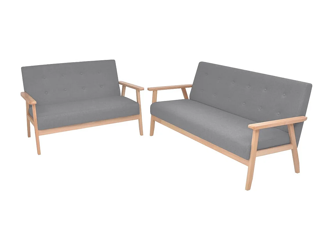 Set di Divani 2 pz in Tessuto Grigio Chiaro