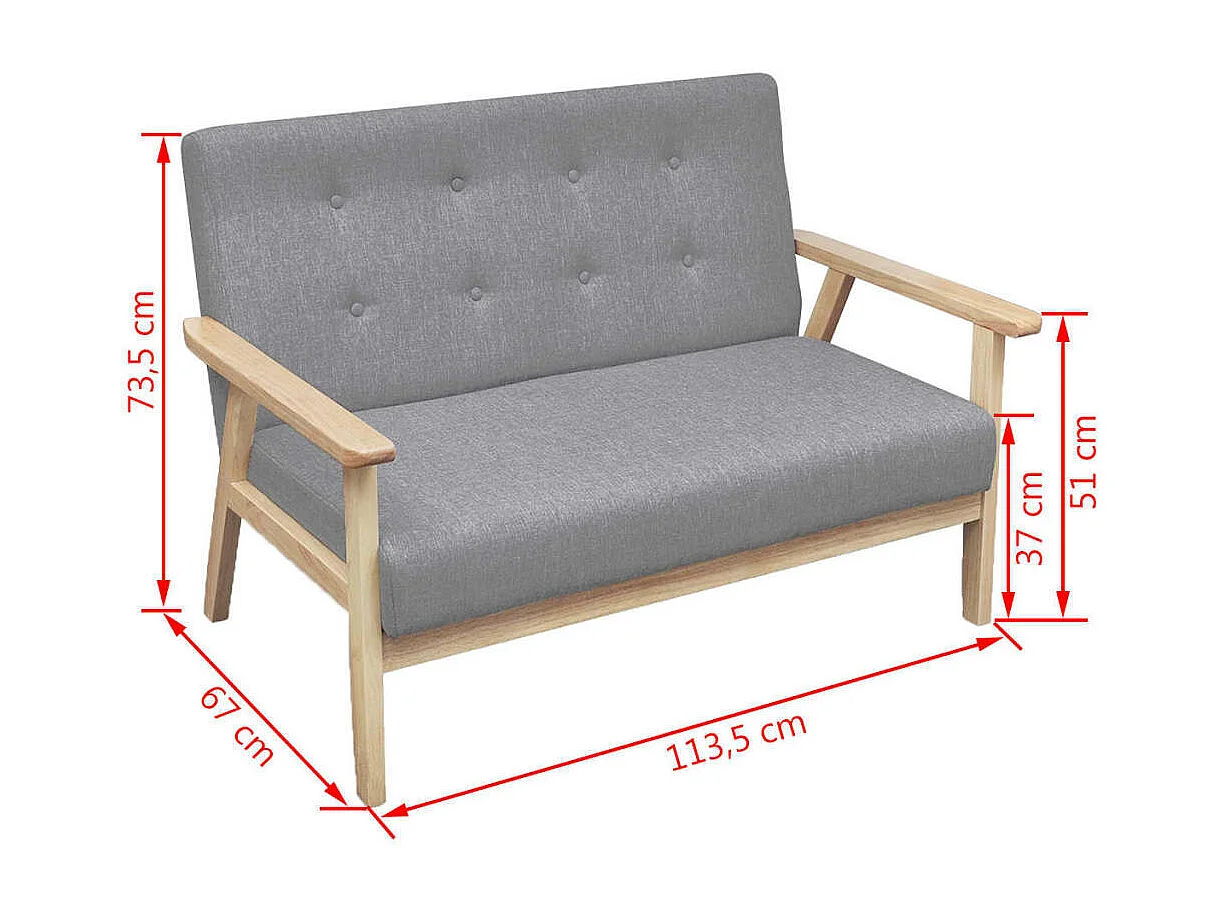 Set di Divani 2 pz in Tessuto Grigio Chiaro