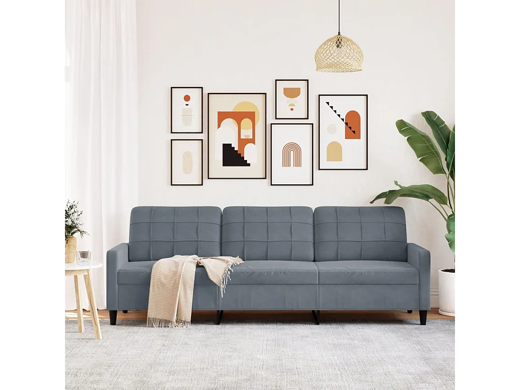 Canapé à 3 places Gris foncé 210 cm Velours
