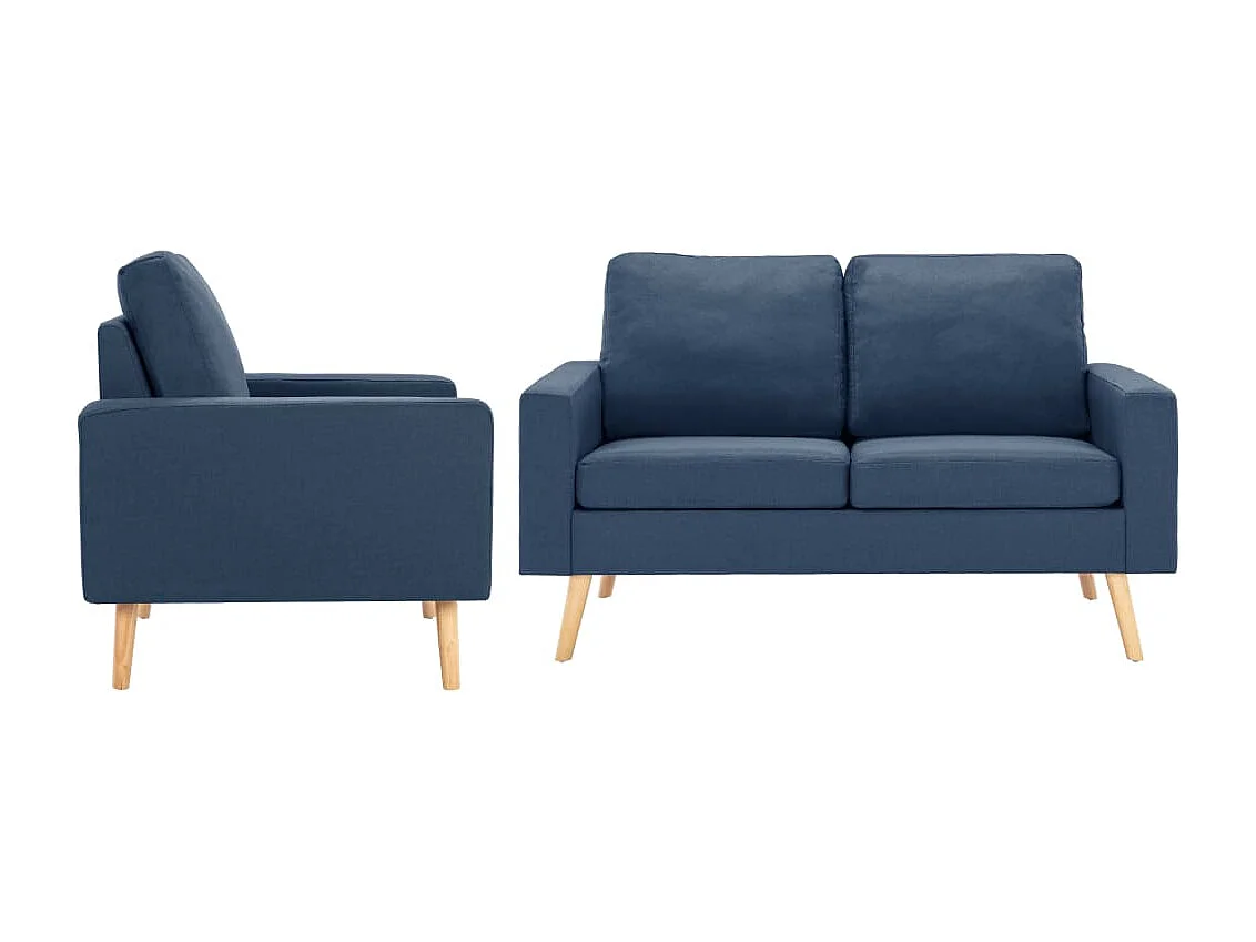 2-tlg. Sofagarnitur Stoff Blau