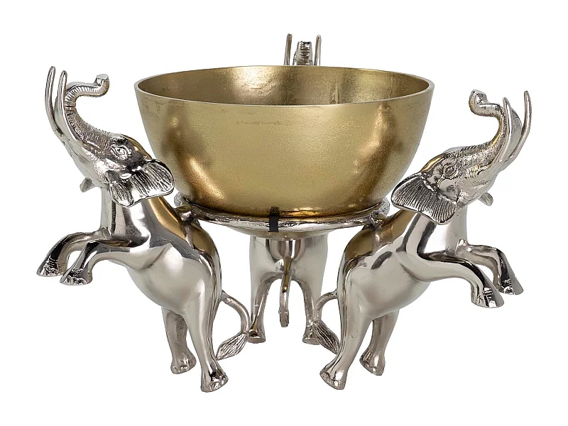 Champanera Elefantes Aluminio Dorado 43x43x30 Cm