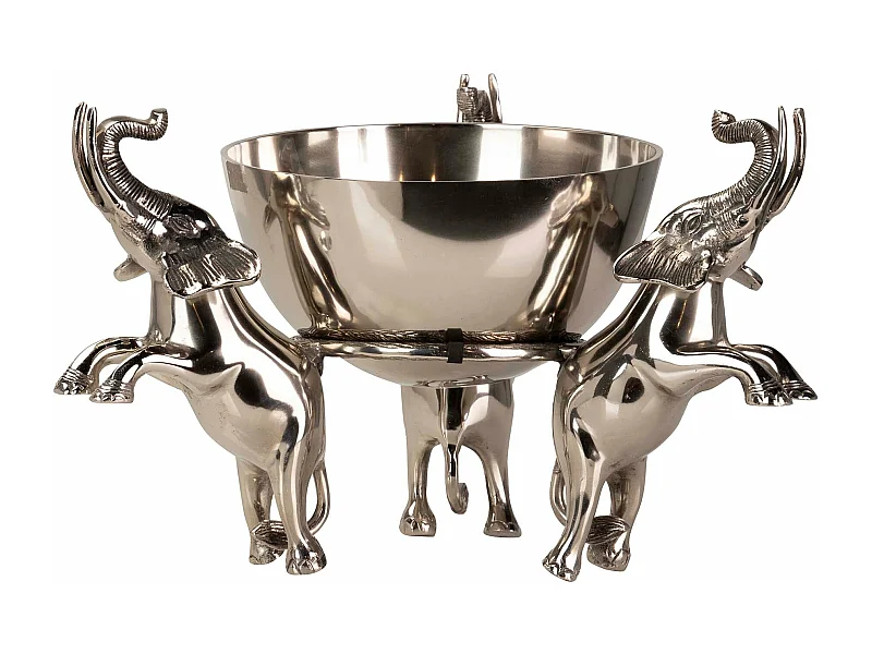 Champanera Elefantes Aluminio Plateado 43x43x30 Cm