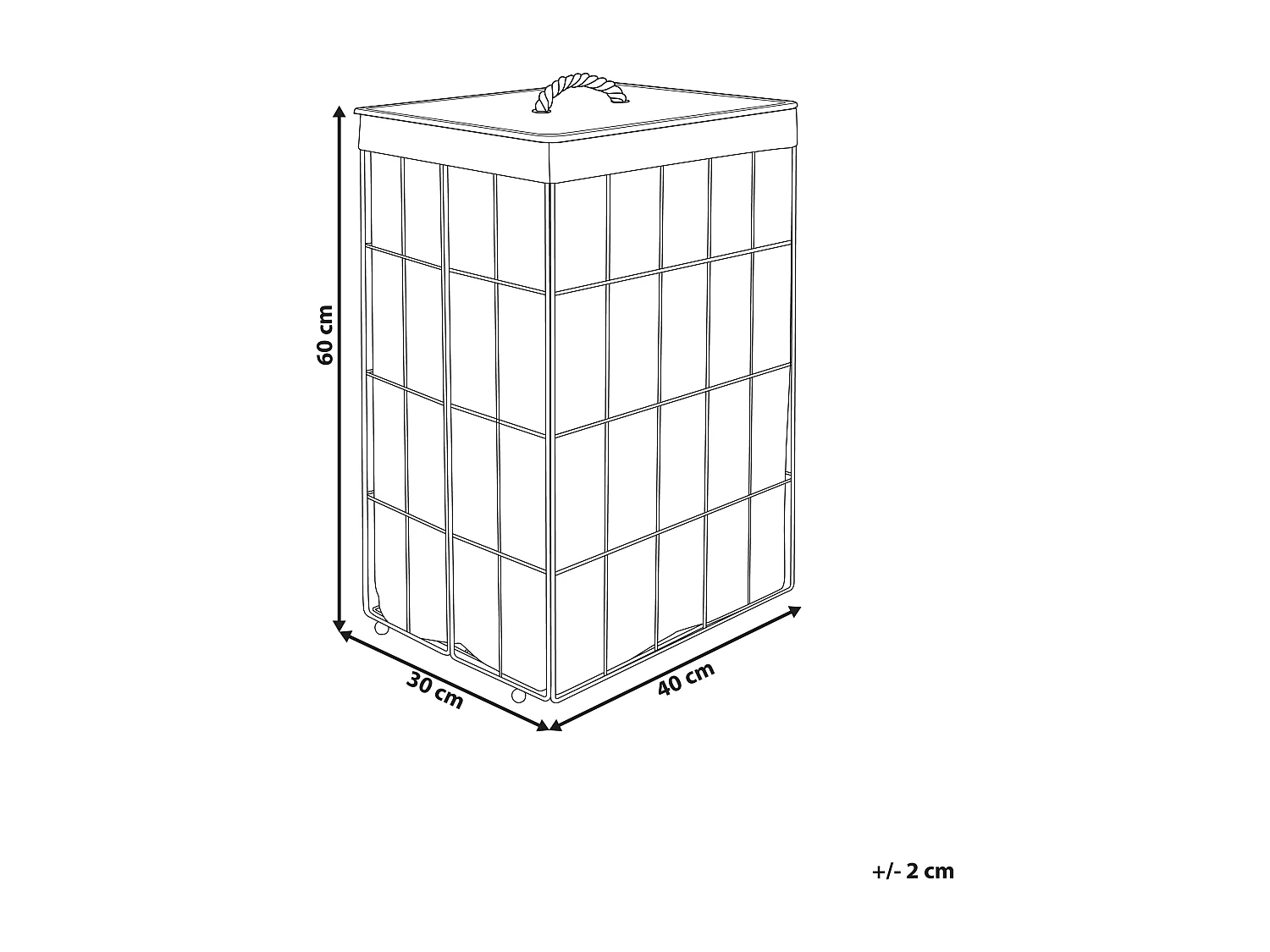 Cesto de roupa em metal preto com tampo em bambu MIRISSA