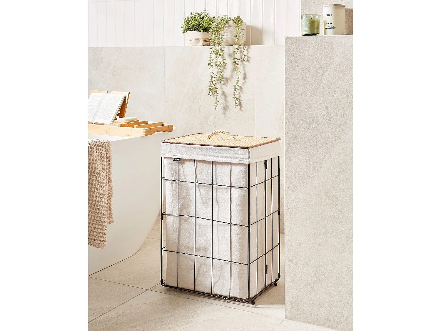 Laundry Basket MIRISSA Metal Black 72 L