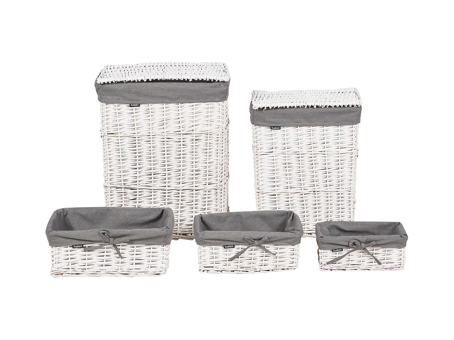 Lot de 5 paniers ELLA Bois de saule Blanc 50/86 L