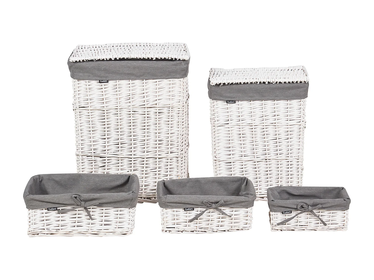 Set van 5 manden ELLA Hout Grijs