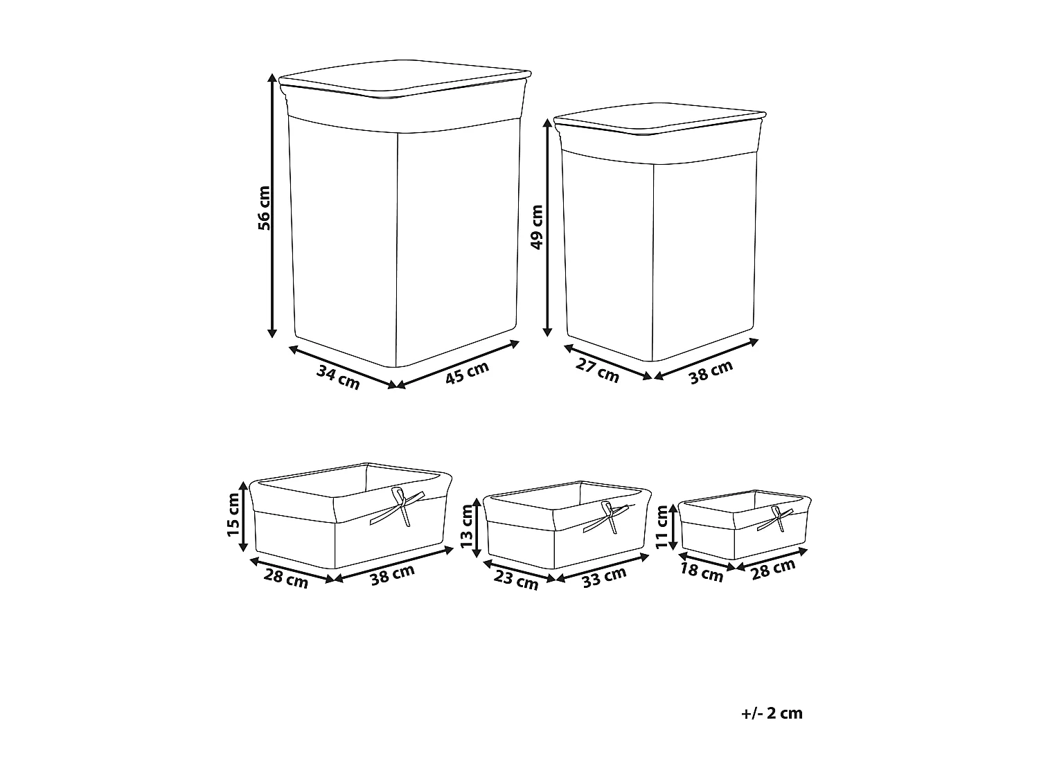 Set van 5 manden ELLA Hout Grijs