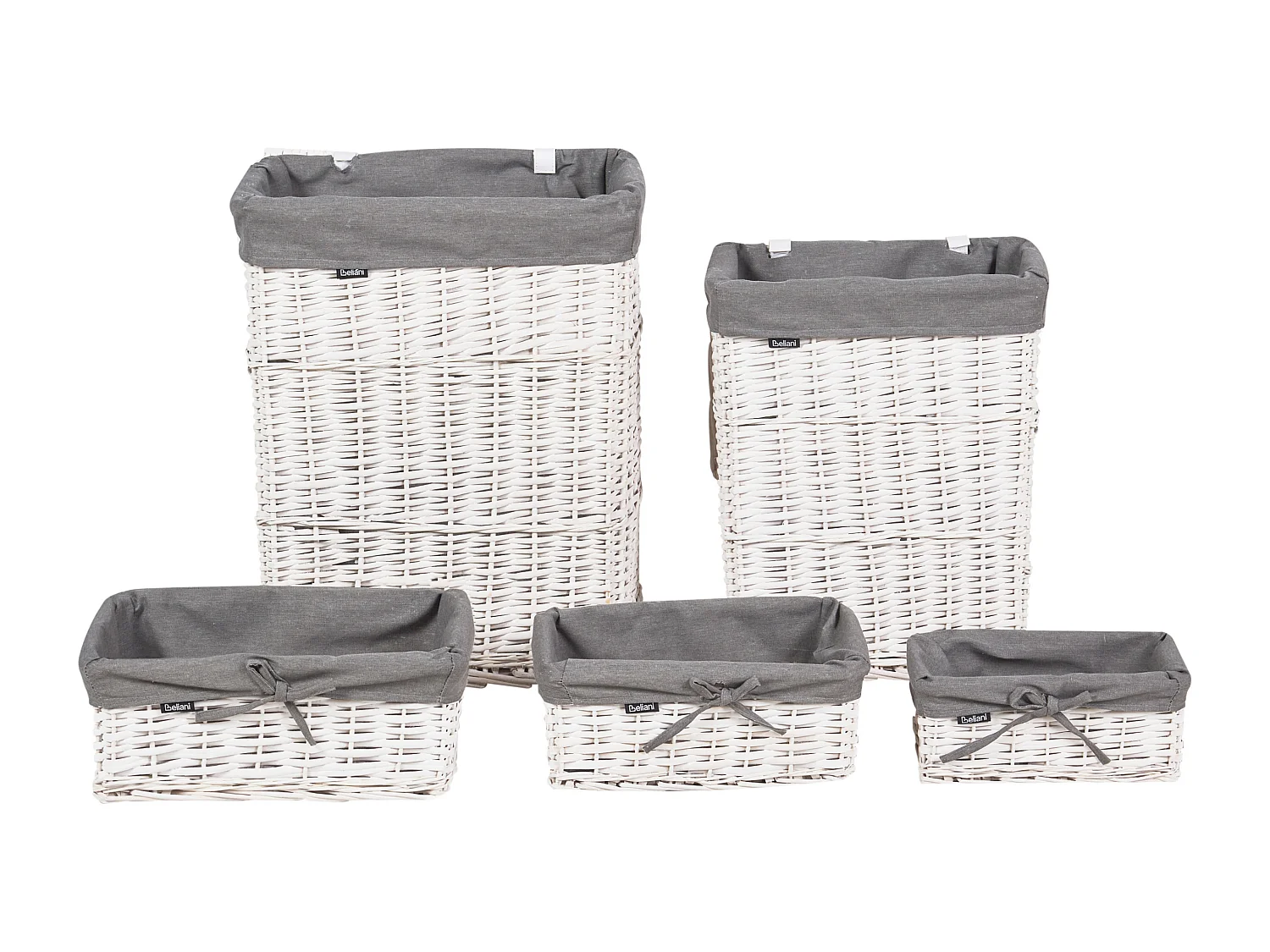 Set van 5 manden ELLA Hout Grijs