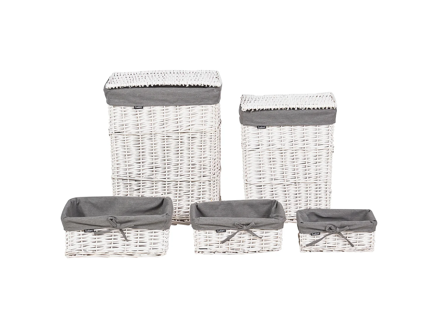 Aufbewahrungskorb 5er Set ELLA Holz Grau