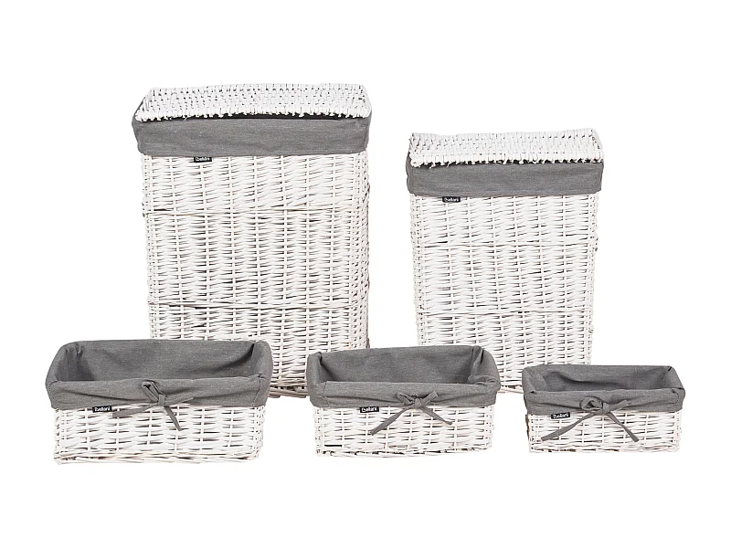 Lot de 5 paniers ELLA Bois de saule Blanc 50/86 L