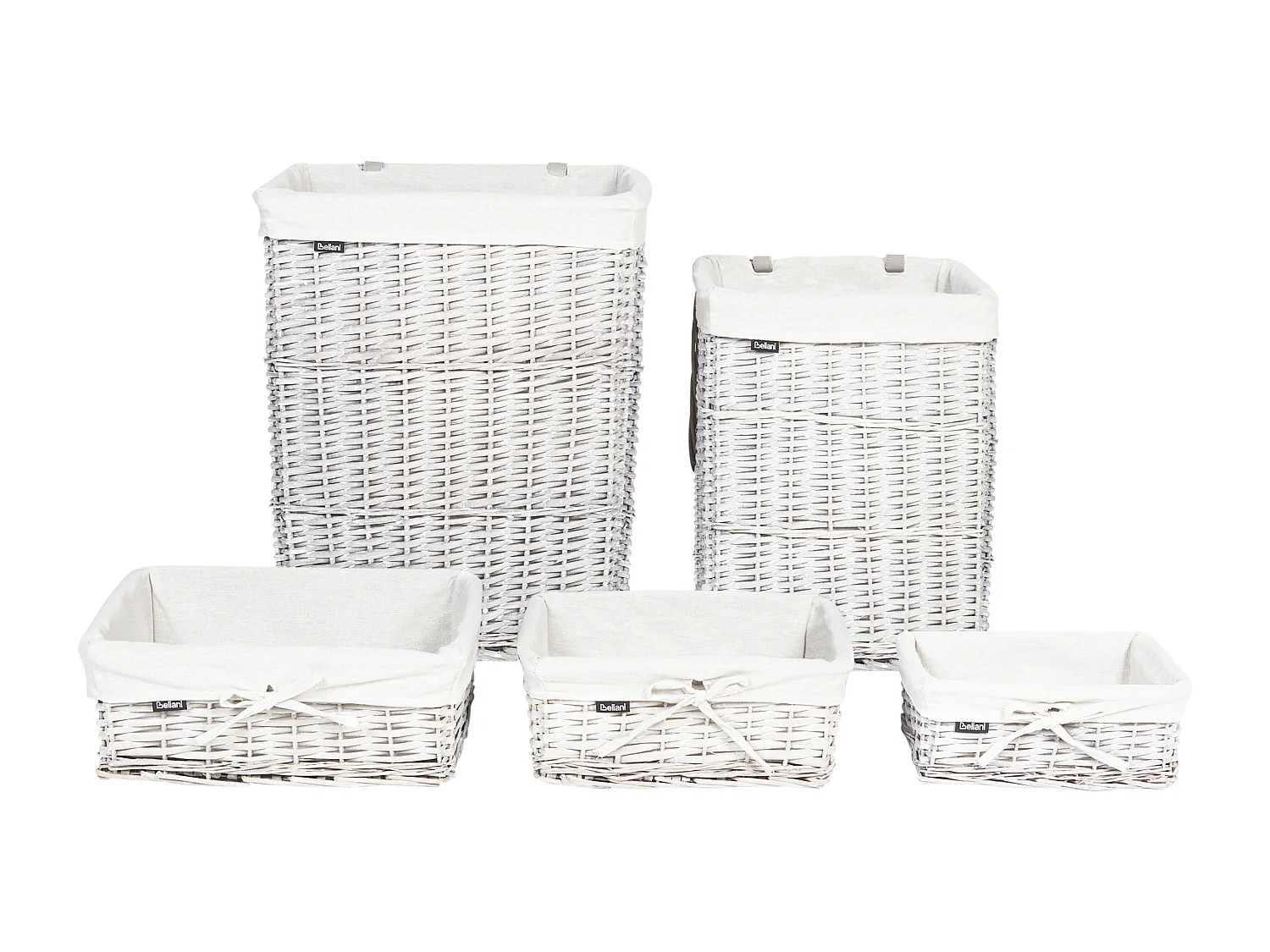 Lot de 5 paniers ELLA Bois de saule Gris 50/86 L