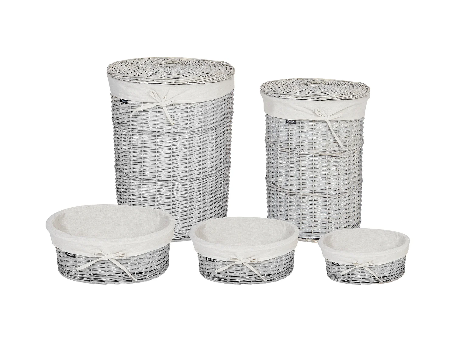 Lot de 5 paniers VAKARI Bois de saule Blanc 55/89 L