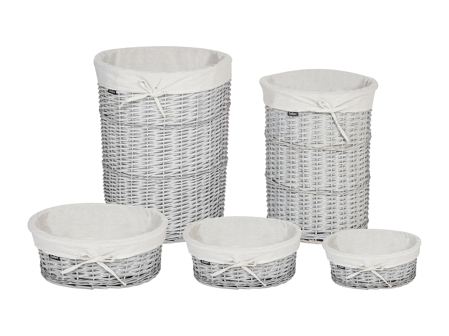 Lot de 5 paniers VAKARI Bois de saule Blanc 55/89 L