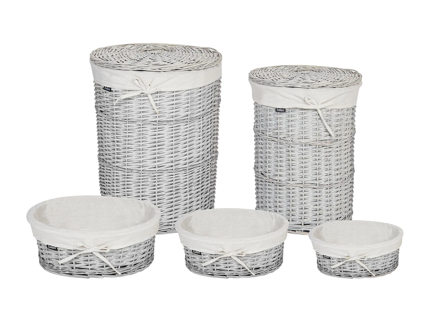 Set di 5 cesti legno bianco VAKARI