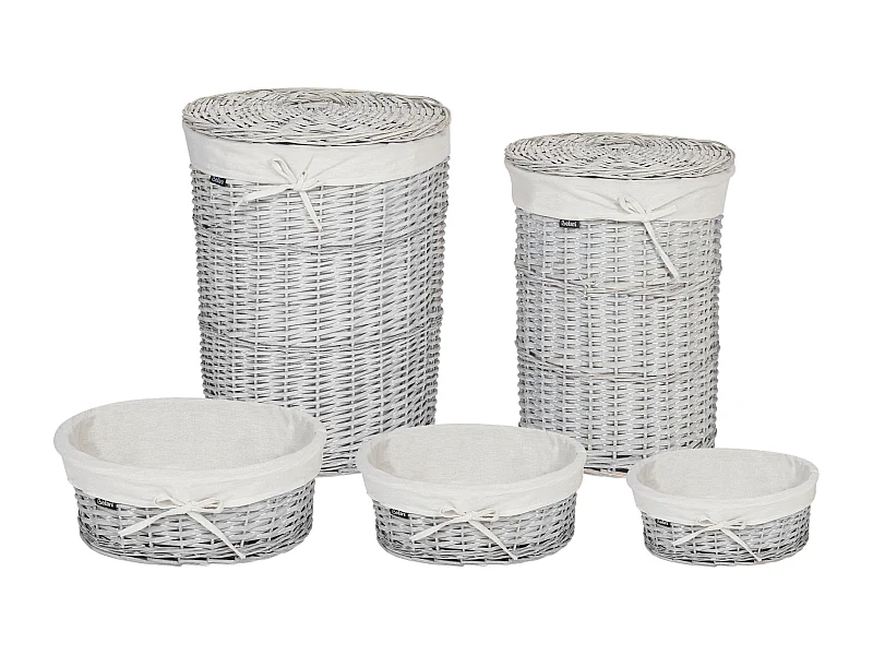 Lot de 5 paniers VAKARI Bois de saule Blanc 55/89 L