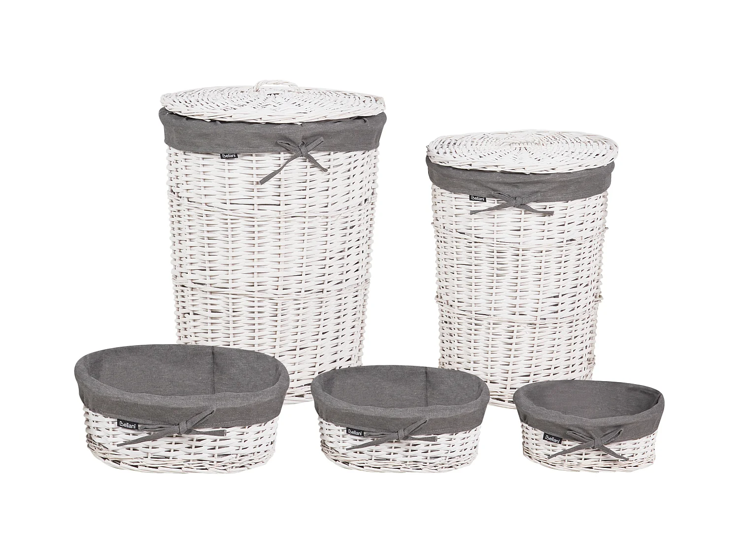 Lot de 5 paniers VAKARI Bois de saule Gris 55/89 L