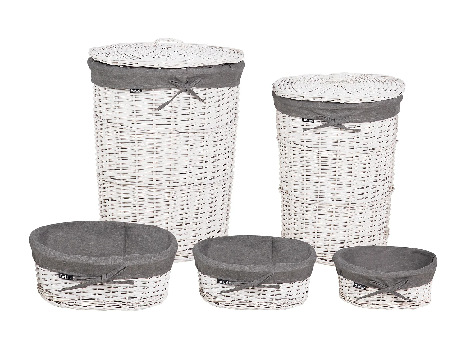 Aufbewahrungskorb 5er Set VAKARI Holz Grau