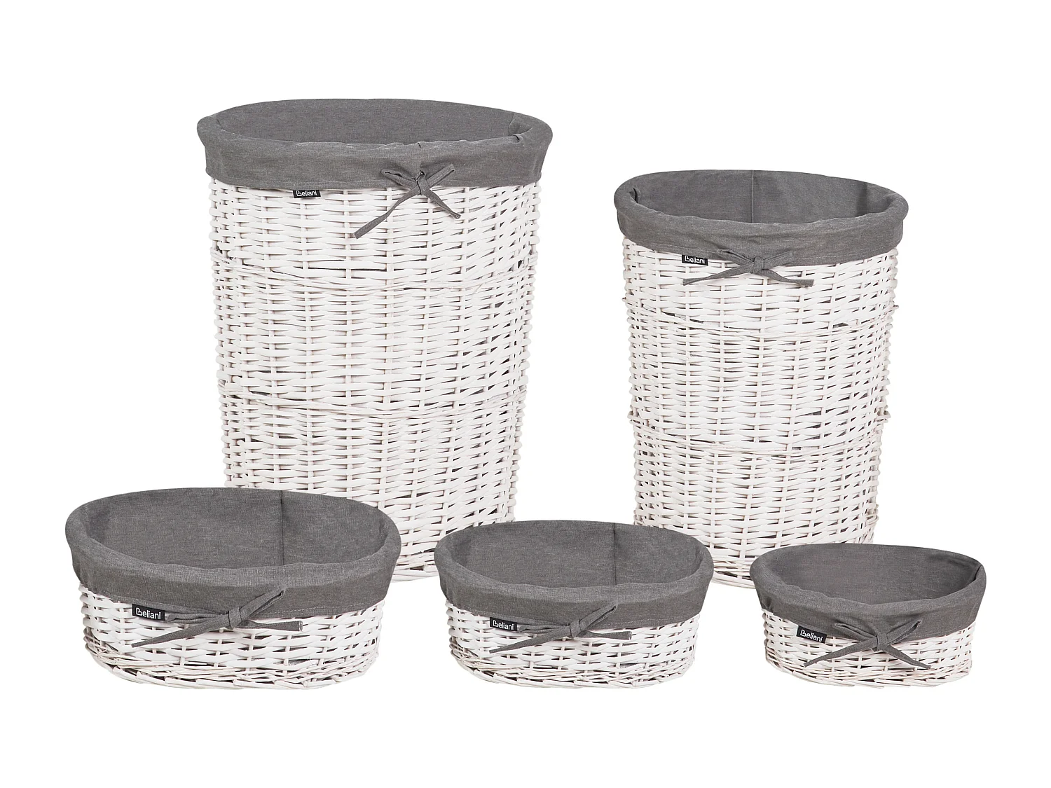 Aufbewahrungskorb 5er Set VAKARI Holz Grau