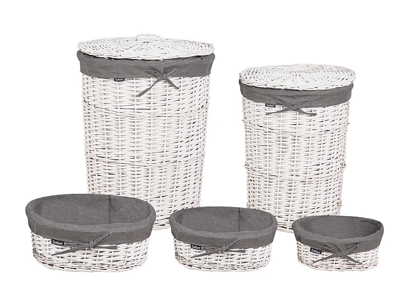 Set di 5 cestini VAKARI Legno Grigio