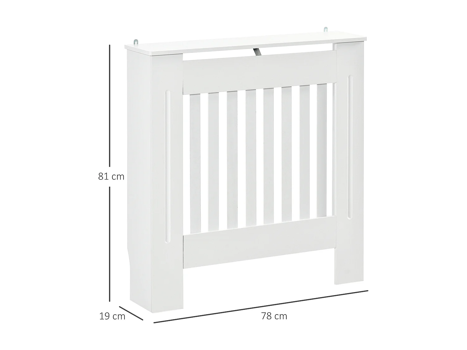 Cache-radiateur design panneau - grille d'aération verticale à lattes - dim. 78L x 19l x 81H cm - MDF blanc