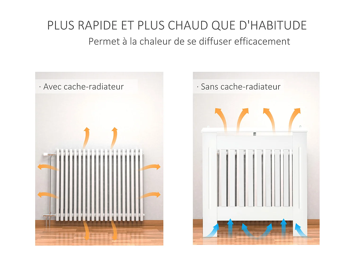 Cache-radiateur design panneau - grille d'aération verticale à lattes - dim. 78L x 19l x 81H cm - MDF blanc