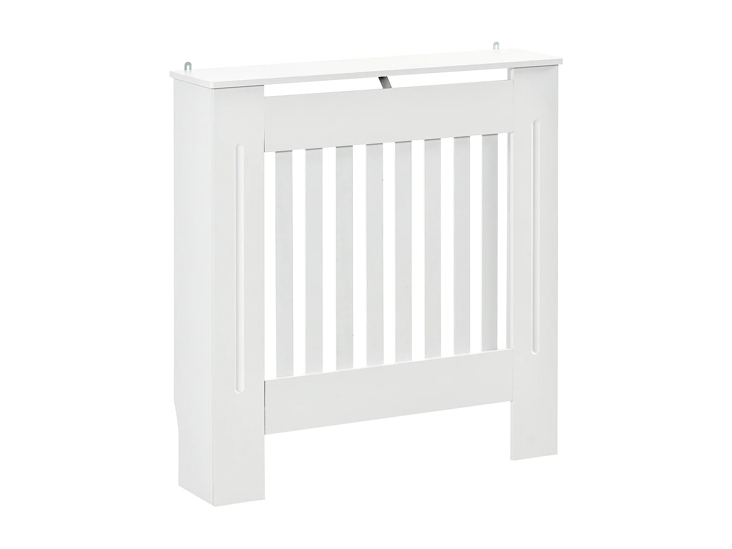 Cache-radiateur design panneau - grille d'aération verticale à lattes - dim. 78L x 19l x 81H cm - MDF blanc